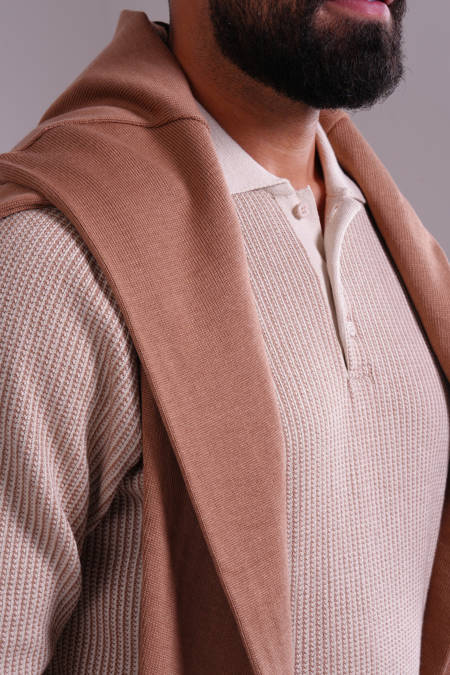 Classic Waffle Polo - Beige