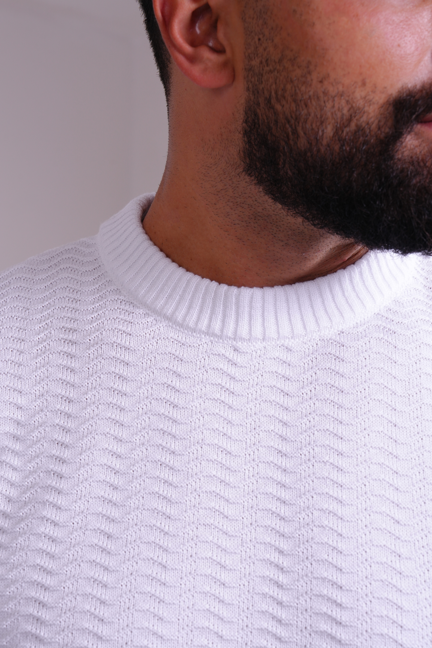 Textured Knit Sweater - White