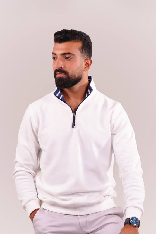Half-Zip Sweater - White