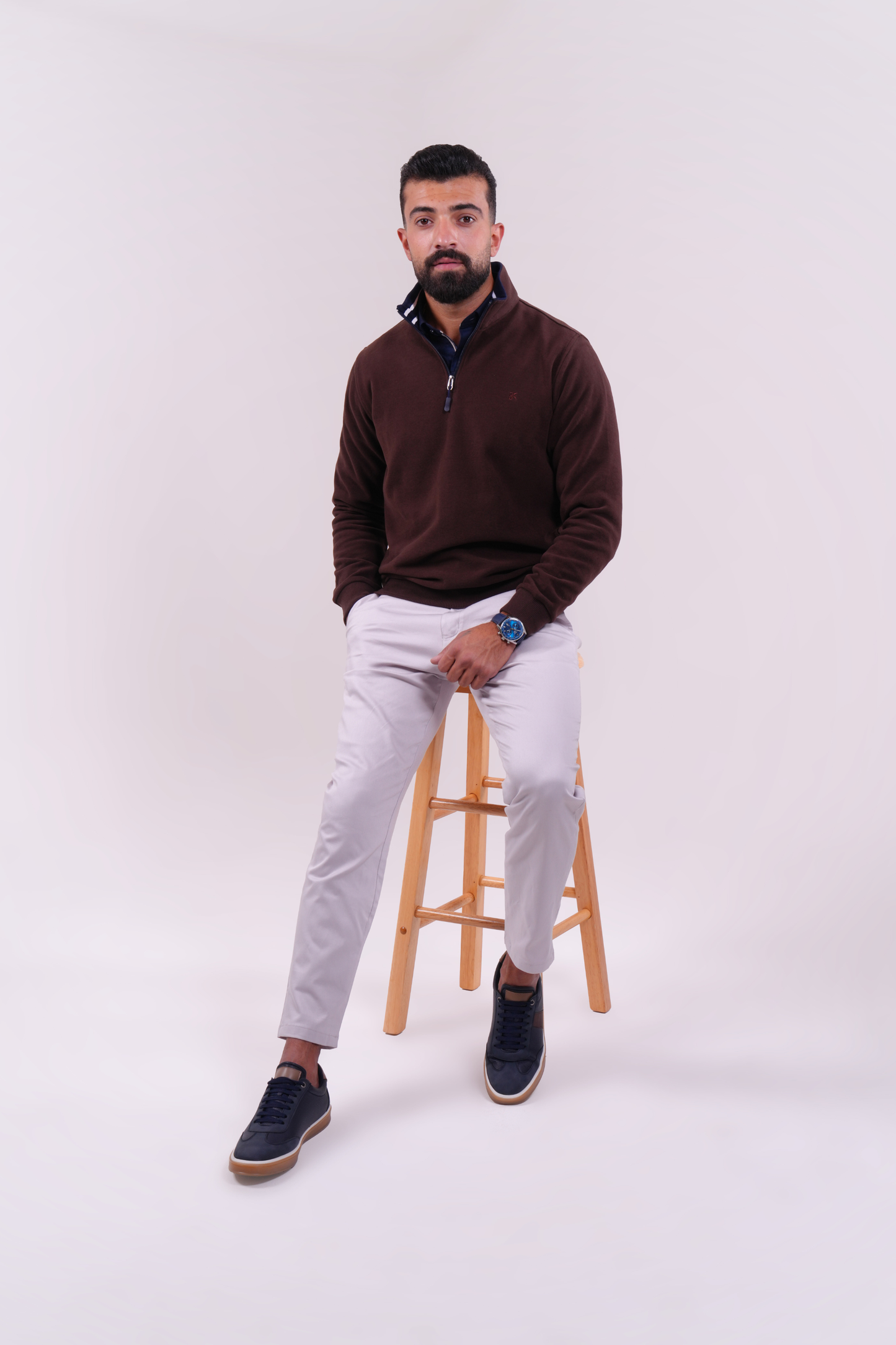 Half-Zip Sweater - Brown