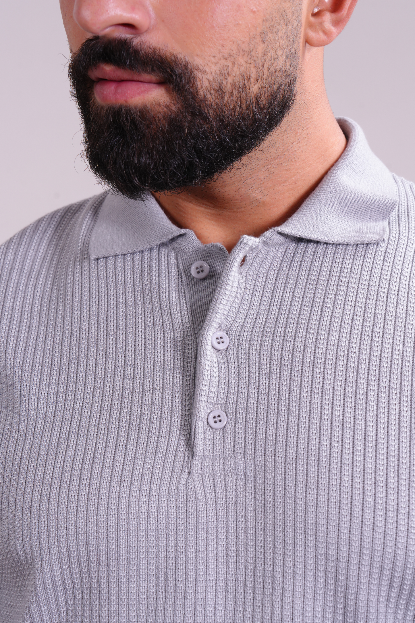 Classic Waffle Polo - Light Grey