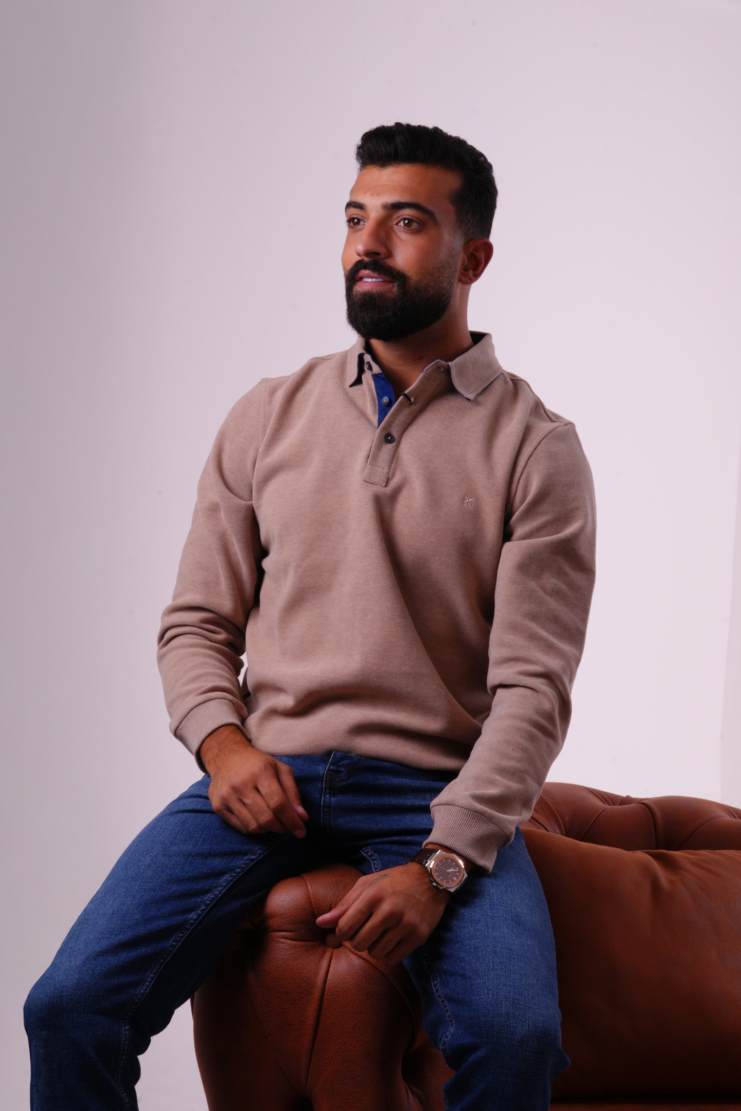 Signature Knit Polo - Beige