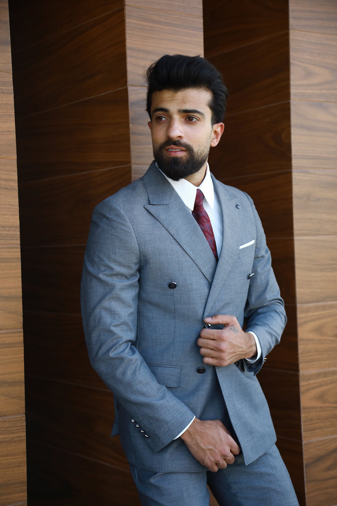 Double Breasted Suit - Grey