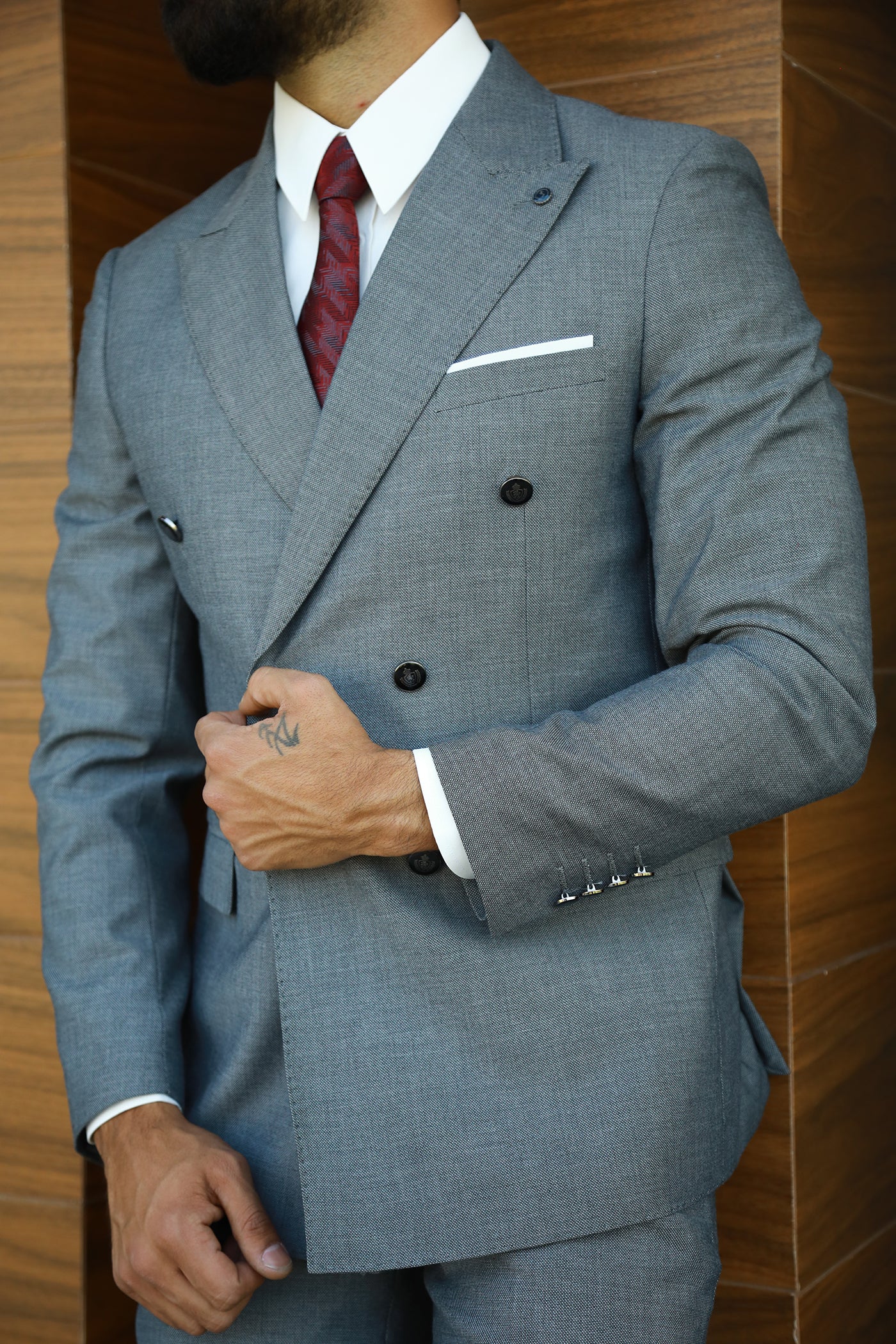 Double Breasted Suit - Grey