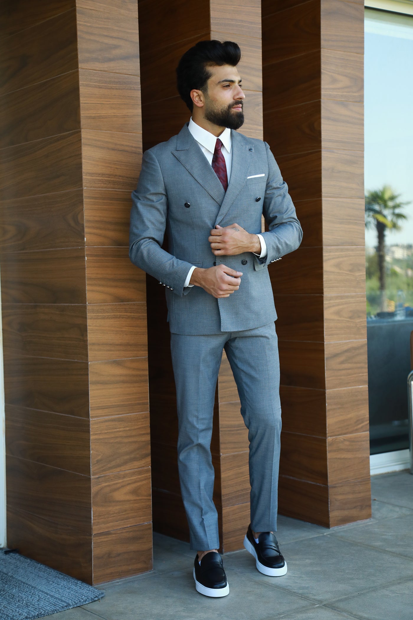 Double Breasted Suit - Grey