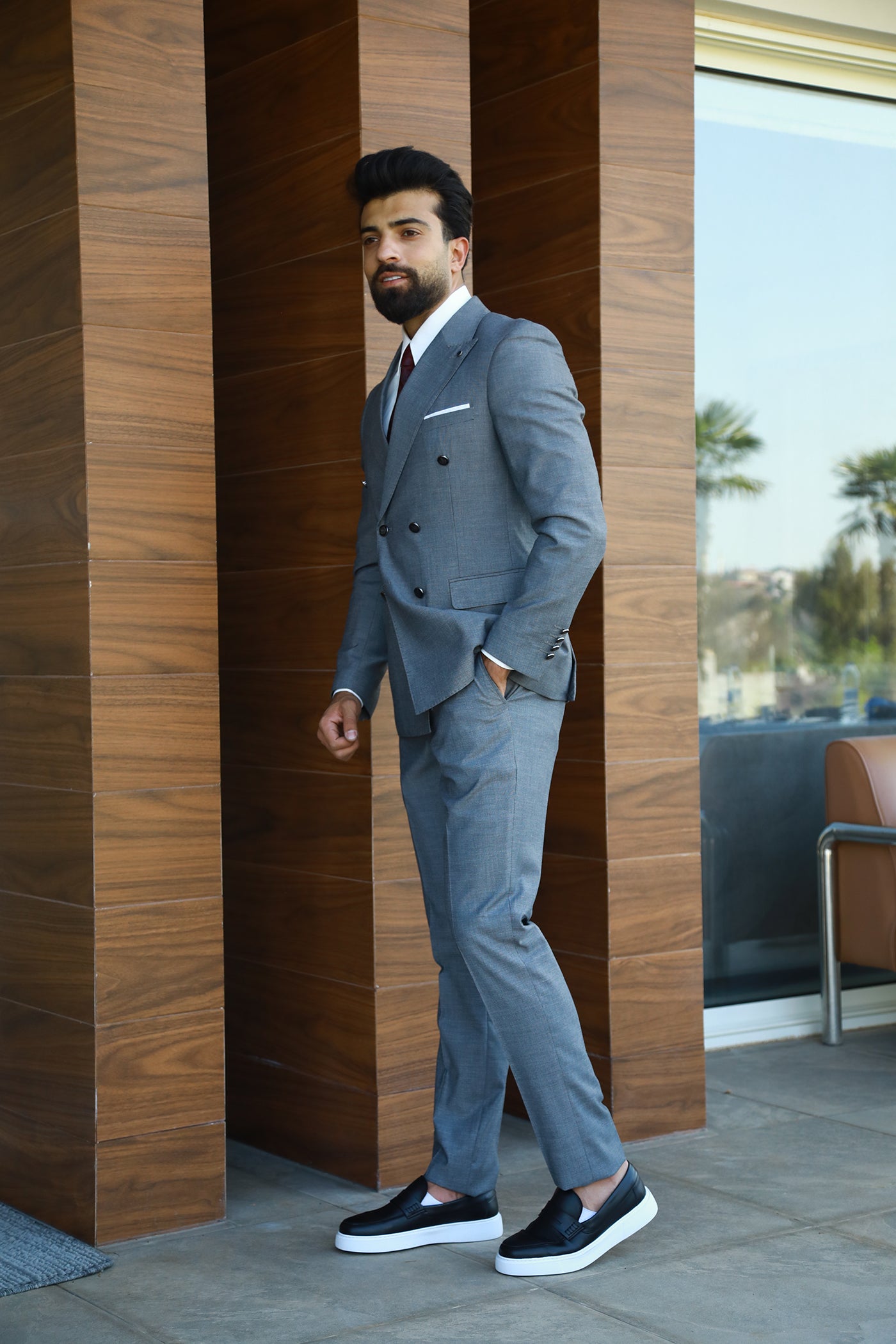 Double Breasted Suit - Grey