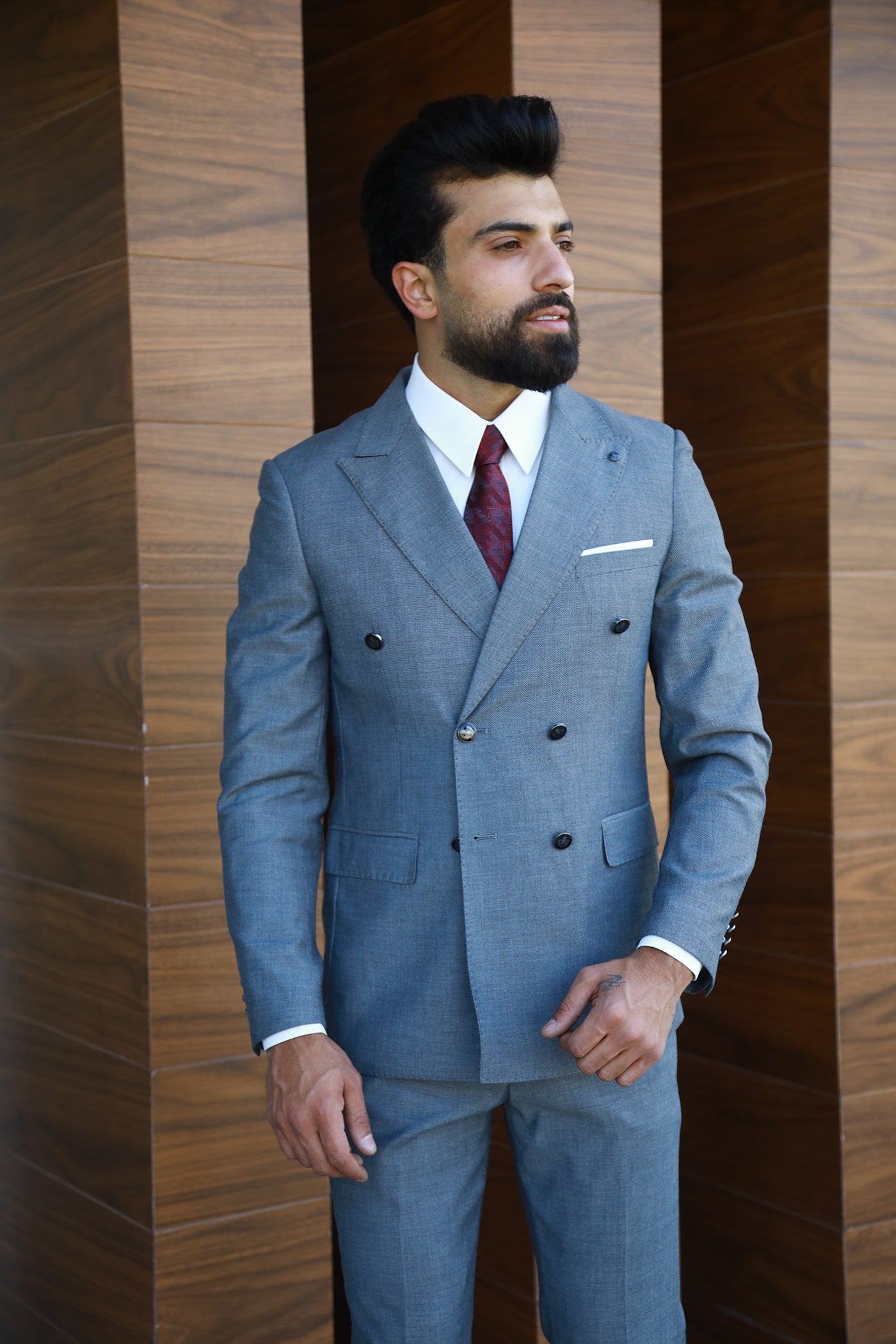 Double Breasted Suit - Grey