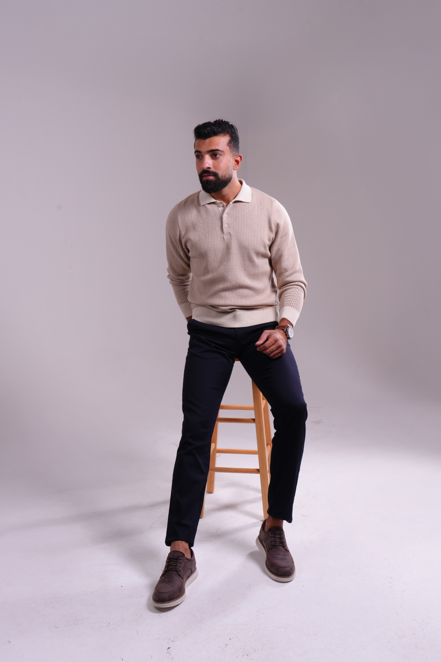 Classic Waffle Polo - Beige