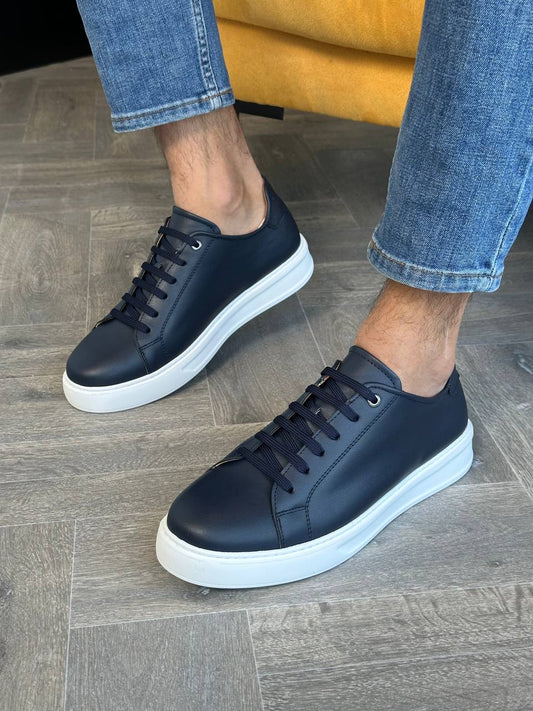 Sleek Tan Shoes - Navy