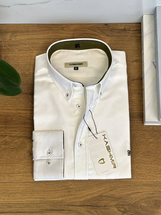 Kashmir Shirt - White/Olive